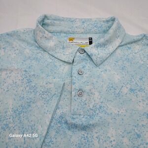 Nicklaus Mens XL Golf Polo Shirt Blue White Abstract Eco Choice Recycled